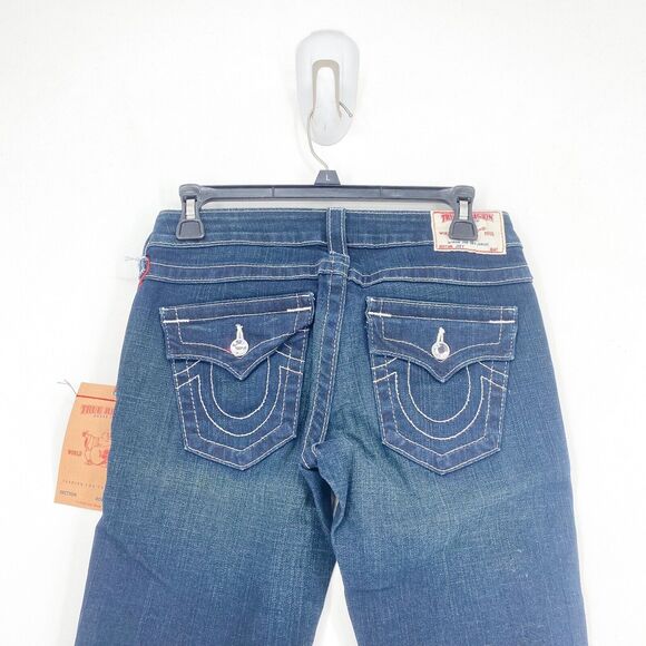 True Religion Women 26 JOEY Disco Fever Jeans Blue Crystal Swarovski Flared NEW - Picture 7 of 7